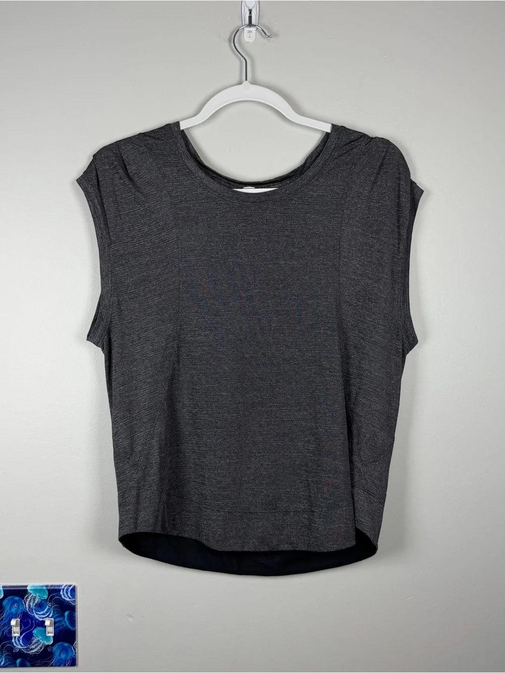 Lululemon Gait Keeper Short Sleeve Heathered Gray W3AU5S Black Running Top Sz 10